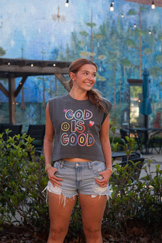 “God Is Good Christian Graphic Tee – Colorful Retro Faith