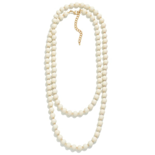 Ivory Wood Double Necklace