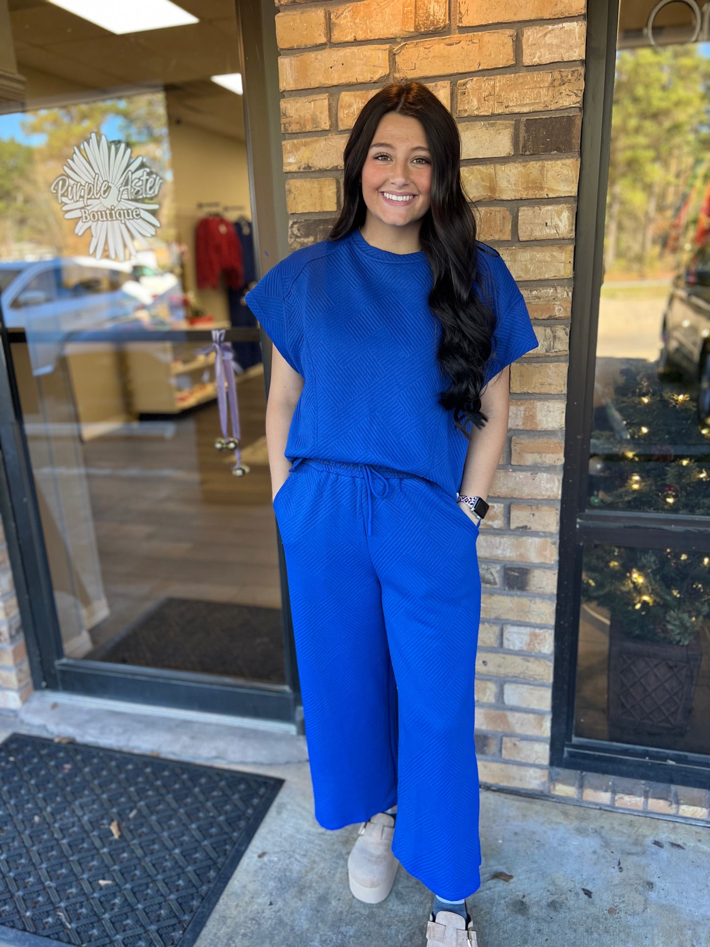 Blue Ribbed Top