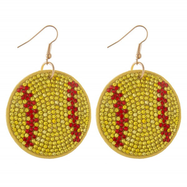 Softball Rhinestone Earrings