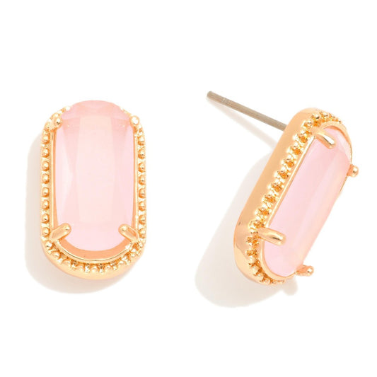 Rectangular Glass Crystal Drop Earrings