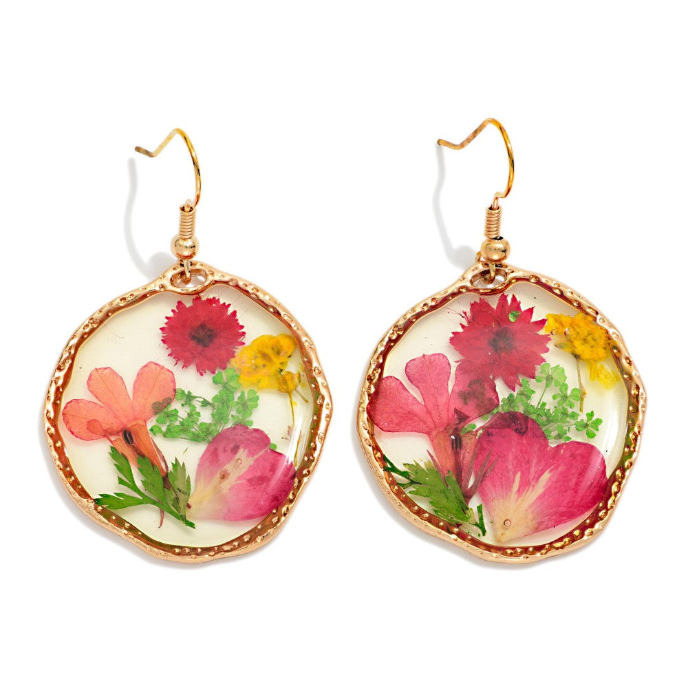 Resin Flower Drop Earrings