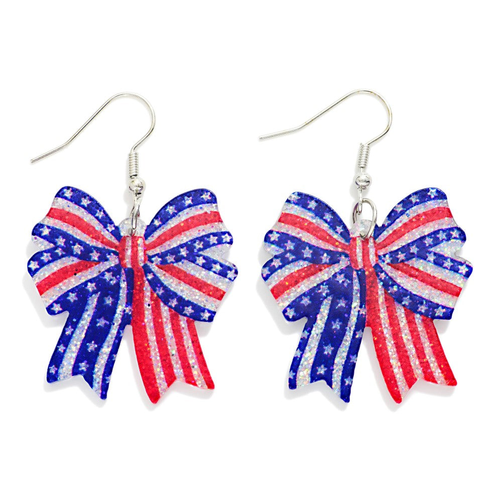 Acetate Americana Bow Drop Earrings