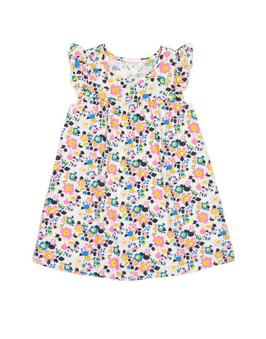 Toddlers Summer Floral Dress w/Ruffle Sleeve