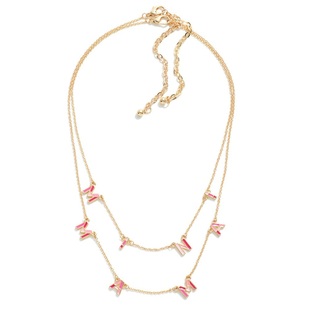 Matching Mama and Mini Chain Link Necklace Set Featuring Color Block "Mama" and "Mini" Letter Pendants
