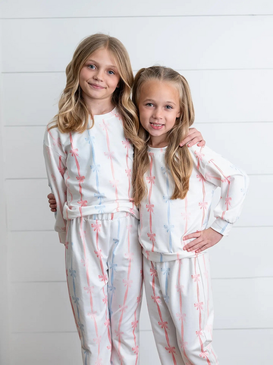 Girls Coquette Ribbon Bow Two Piece Lounge Set