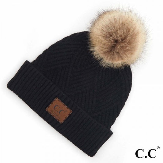 CC Leather Patch Beanie