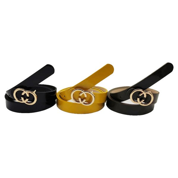 Leather Belt with Gold Circle