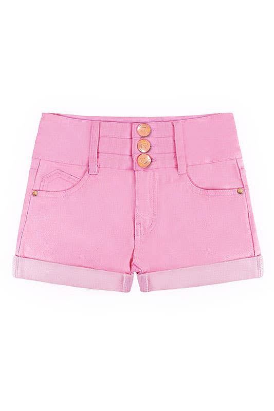 Girls Twill Shorts w/ 3 button and Roll-up Hem