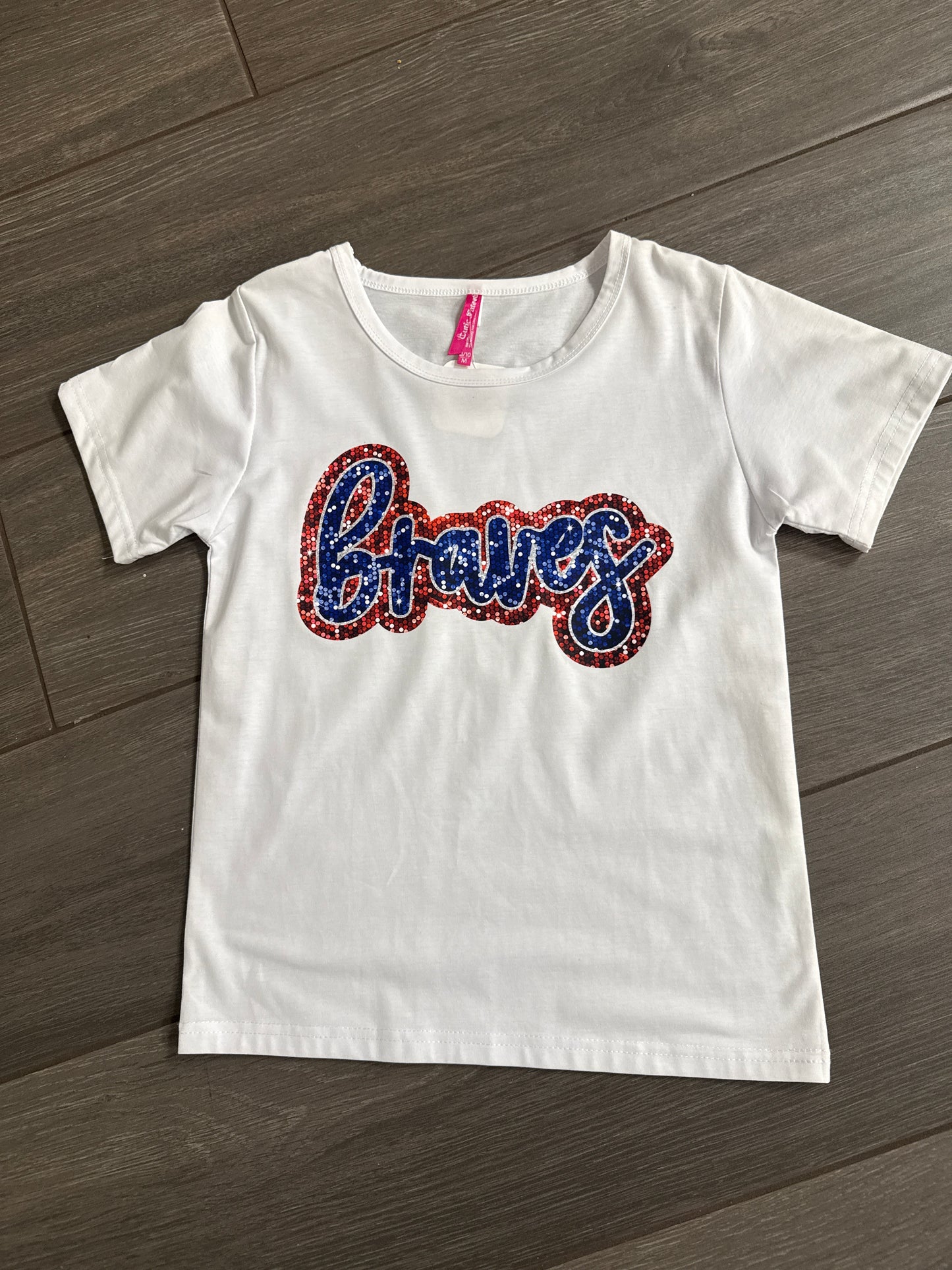 Girl's Solid Round Neck Tee Braves