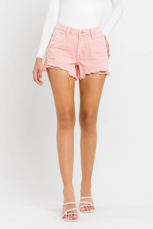 HIGH RISE SLIDE SLIT FRAYED HEM SHORTS PV2360