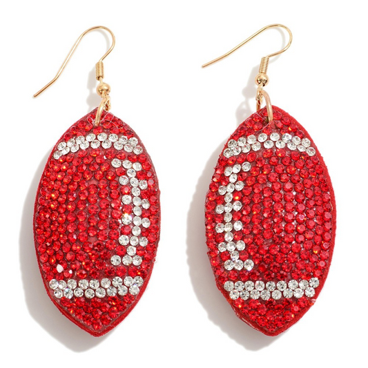 Rhinestone Studded Puffer Football Drop Earrings