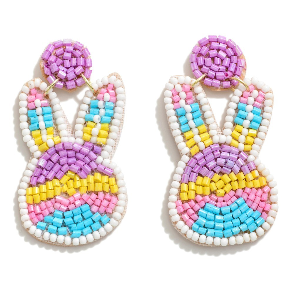 Pastel Seed Beaded Easter Drop Earrings