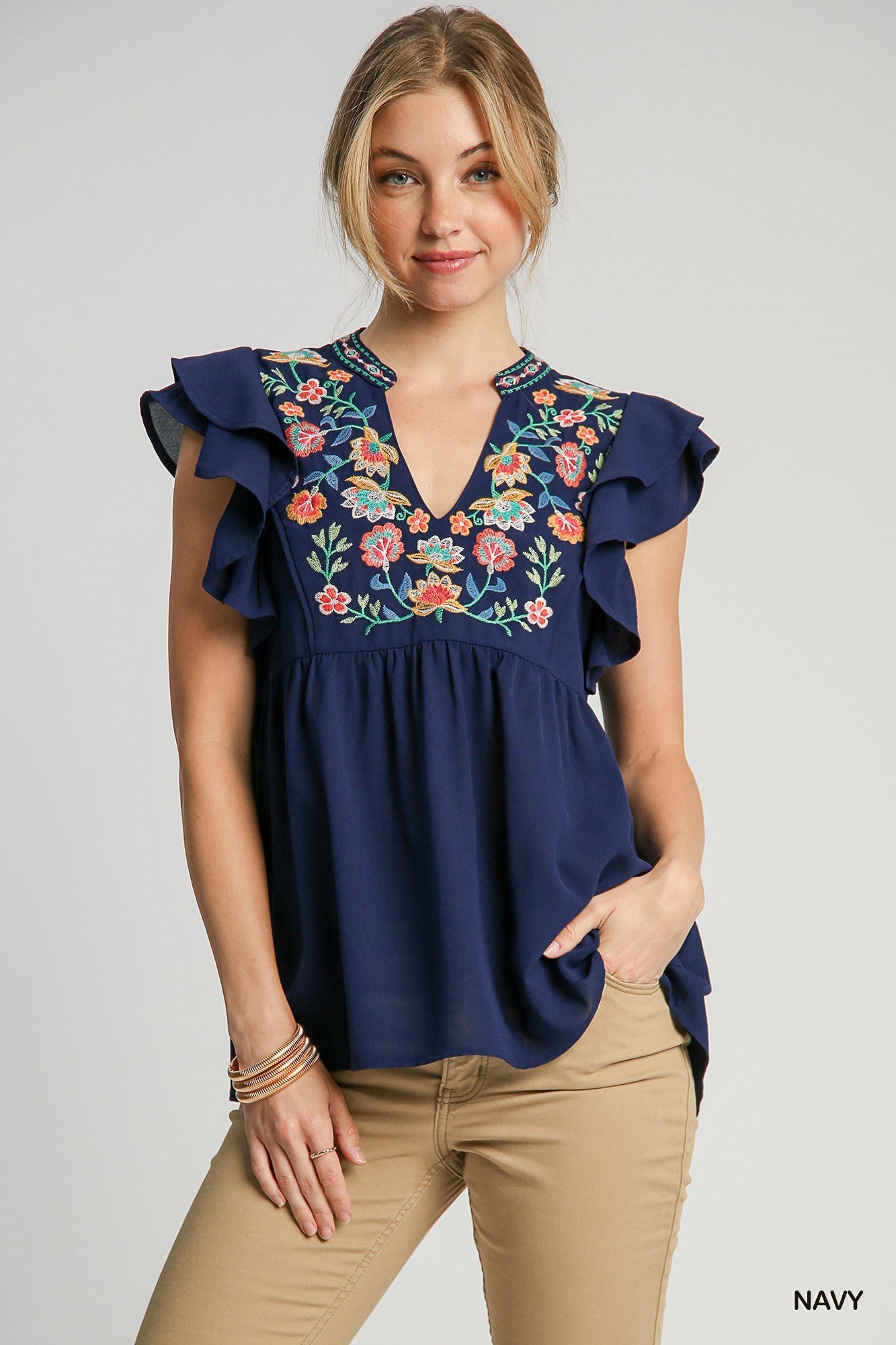 Babydoll Split Neck Top