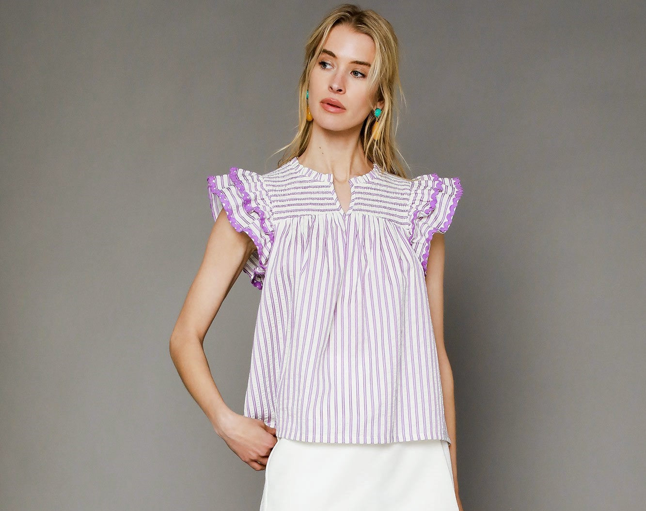 Striped Smocked Blouse