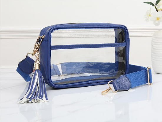 Clear Cross Body Bag -Royal Blue