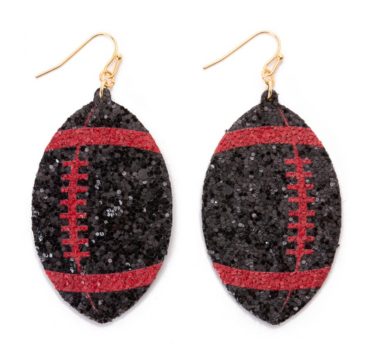 Black/Red Glitter Football