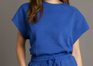 Blue Ribbed Top