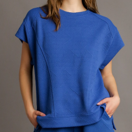 Blue Ribbed Top