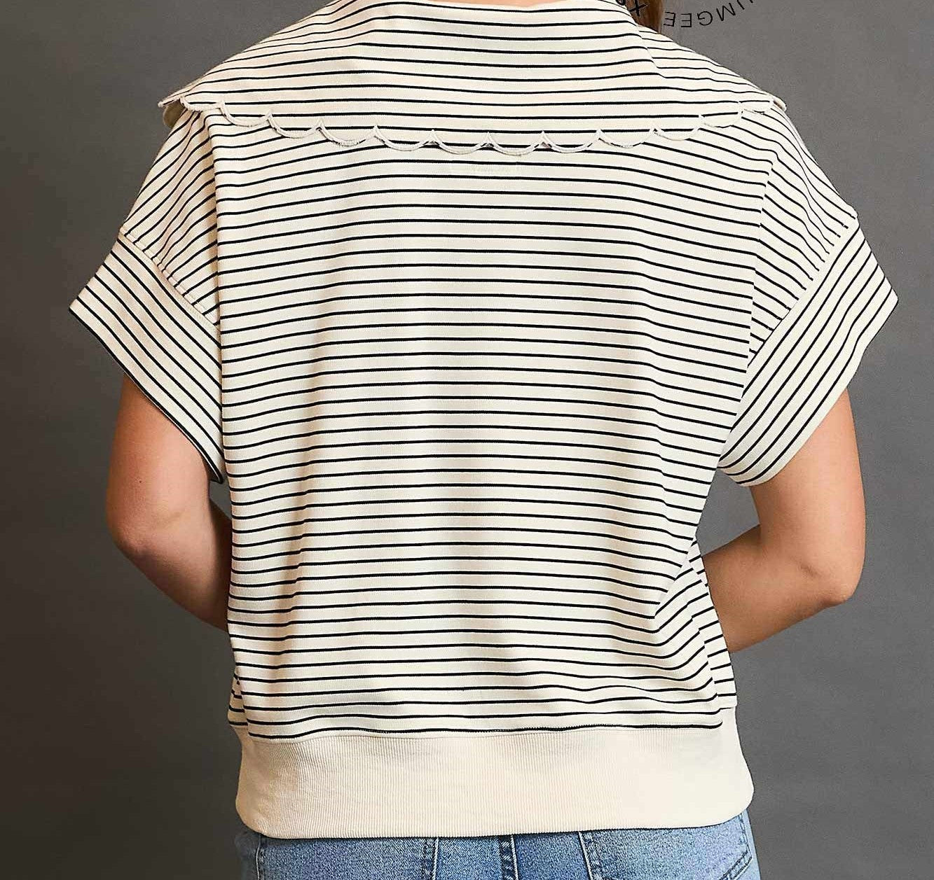 Striped Zip-Up Collared Top