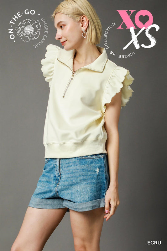 Ruffled Zip-Up