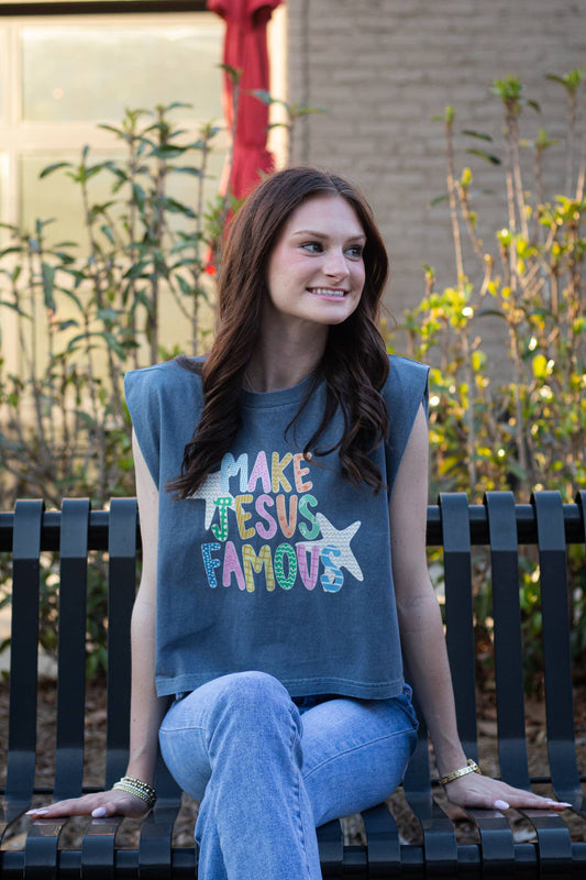 Make Jesus Famous Graphic Tank – Christian Statement Shirt