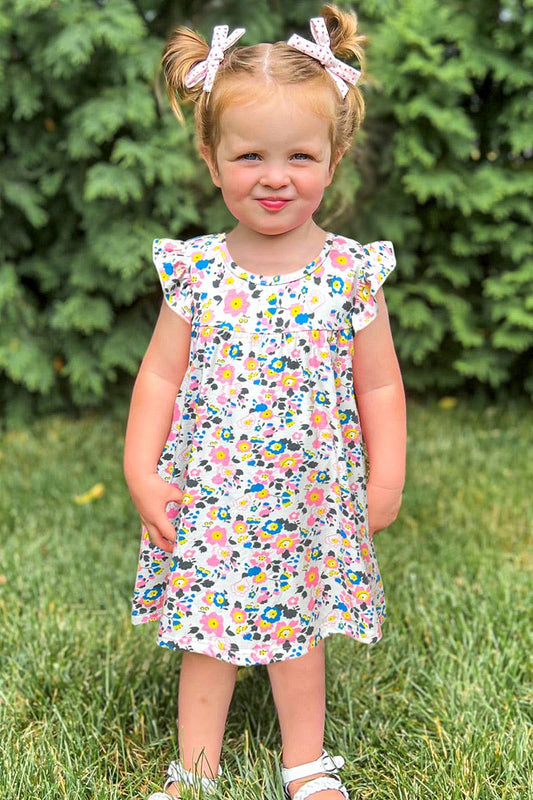 Toddlers Summer Floral Dress w/Ruffle Sleeve