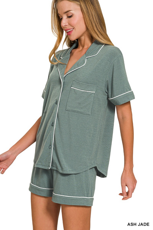 Short sleeve button down shirts & shorts 2 piece set