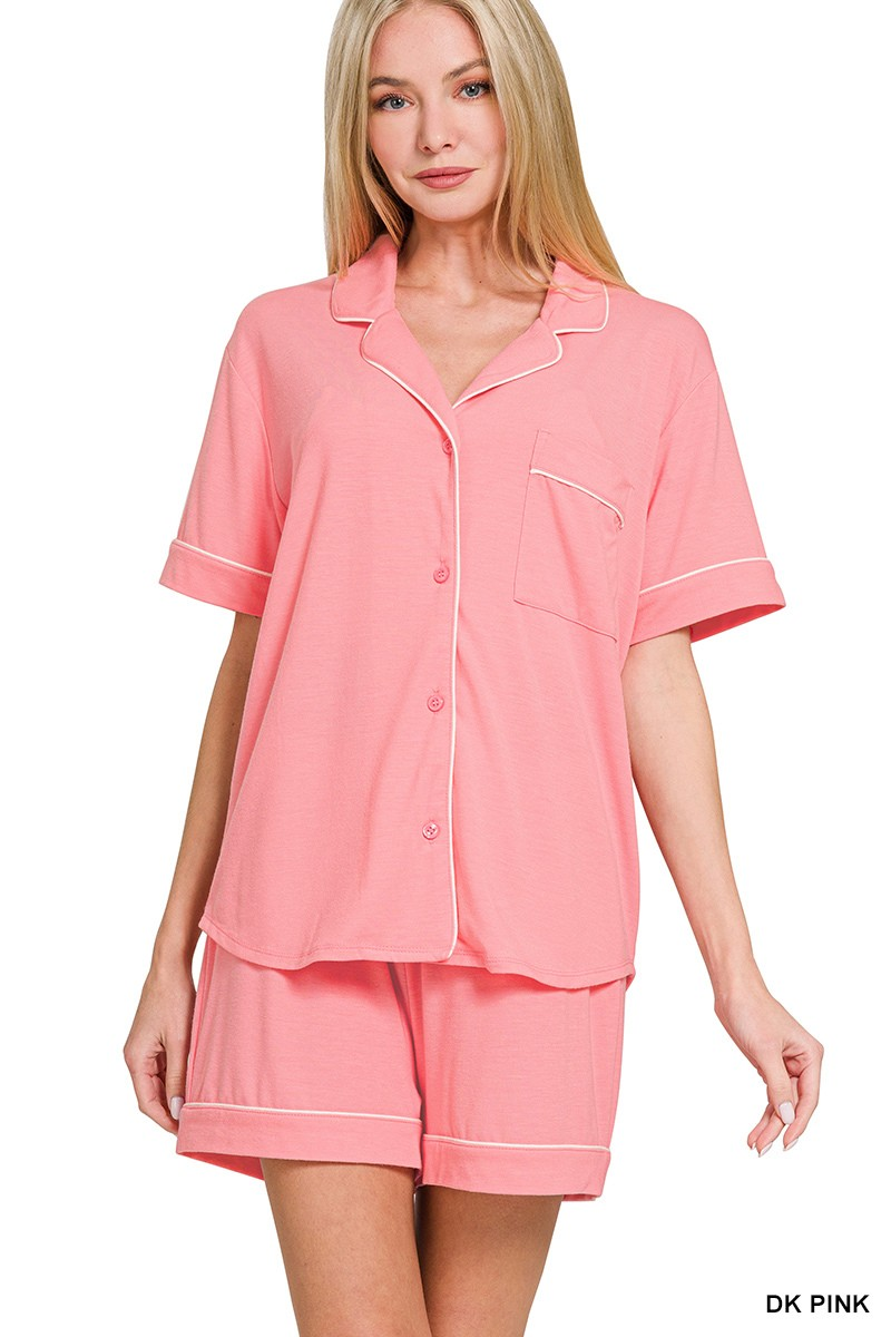 Short sleeve button down shirts & shorts 2 piece set