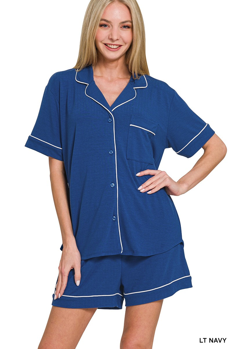 Short sleeve button down shirts & shorts 2 piece set