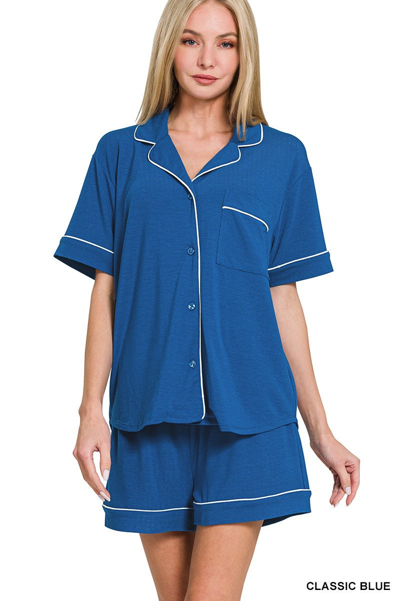 Short sleeve button down shirts & shorts 2 piece set