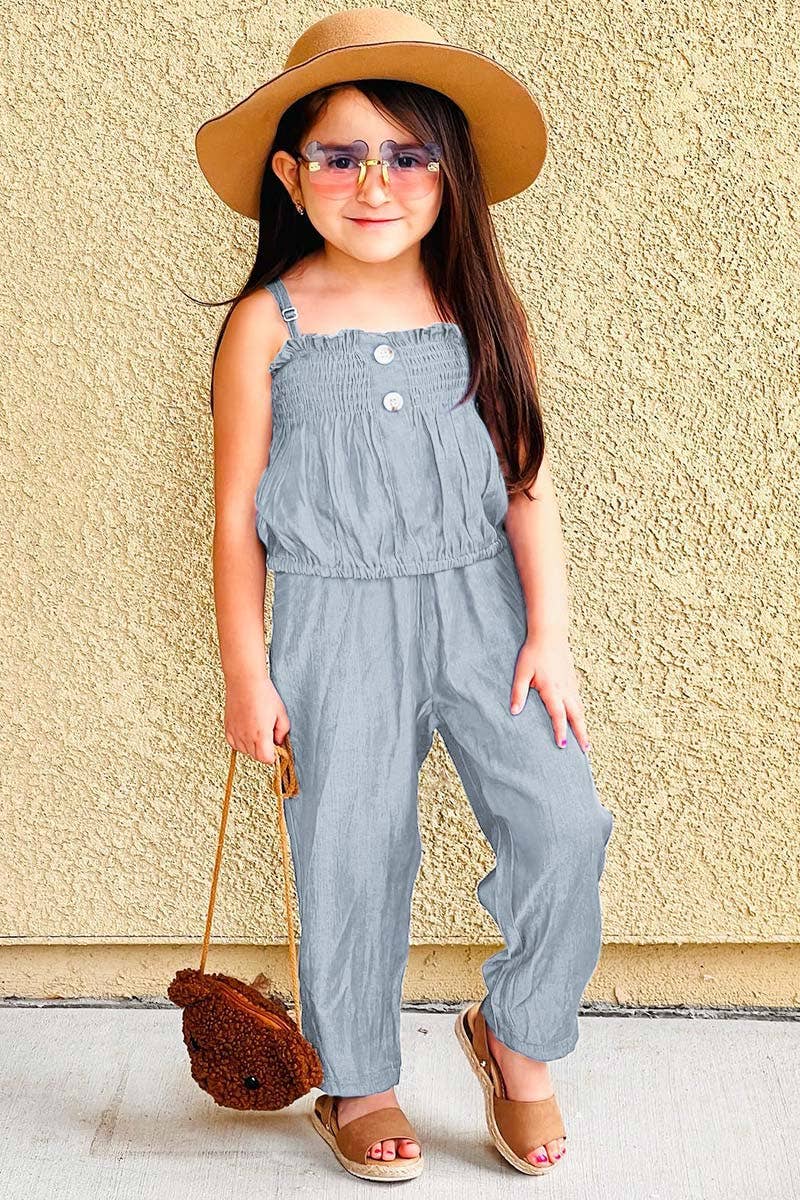 Girl's 2pc Denim Chambray Pant Set