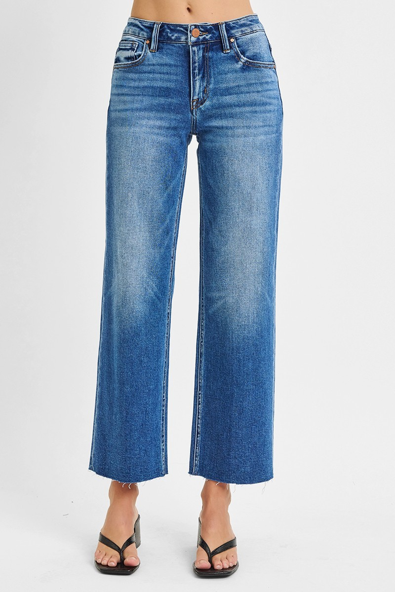 Tummy Control Mid Rise Crop Straight Clean Cut Hem