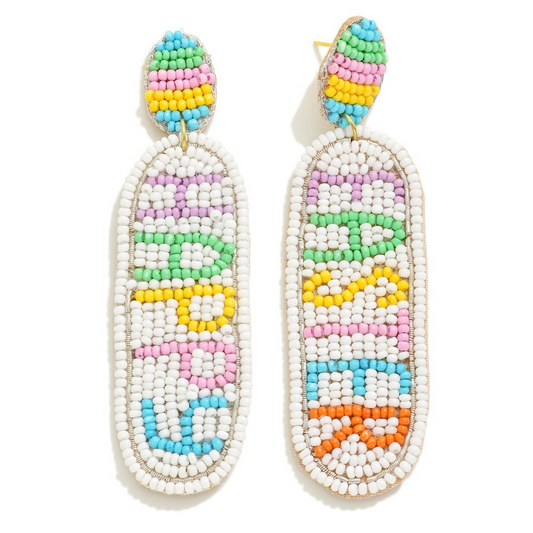 Seed Beaded 'Happy Easter' Drop Earring