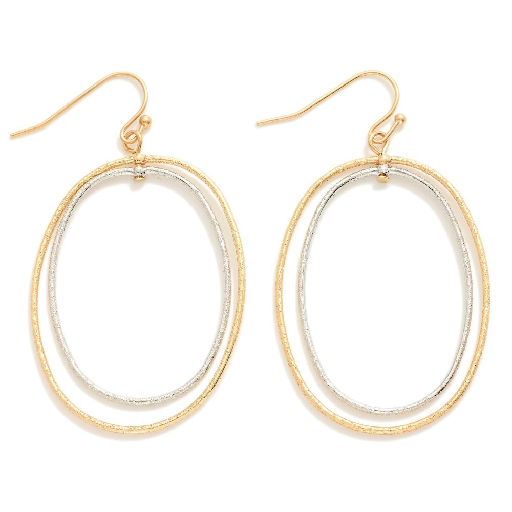 Concentric Metal Tone Swivel Ovals Drop Earrings