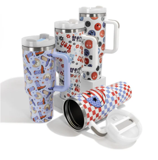 Red White and Blue Smiles Tumbler