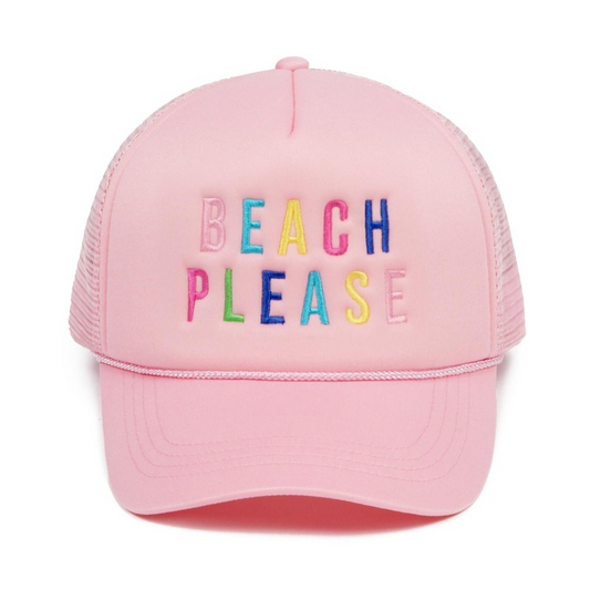 Embroidered "BEACH PLEASE" Trucker Baseball Cap