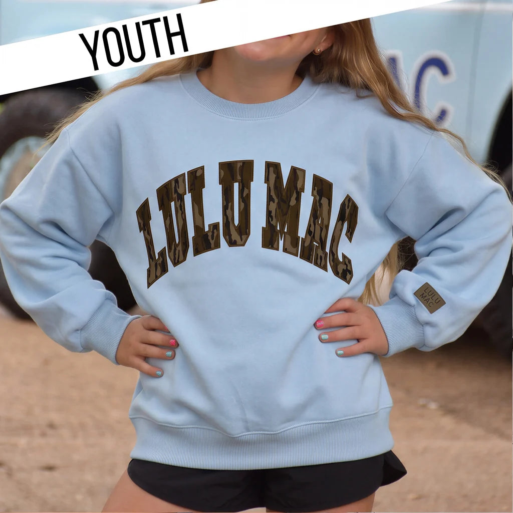 LIGHT BLUE W/MOSSY OAK BOTTOMLAND YOUTH