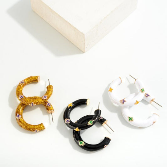 Fleur De Lis Metal Hoops