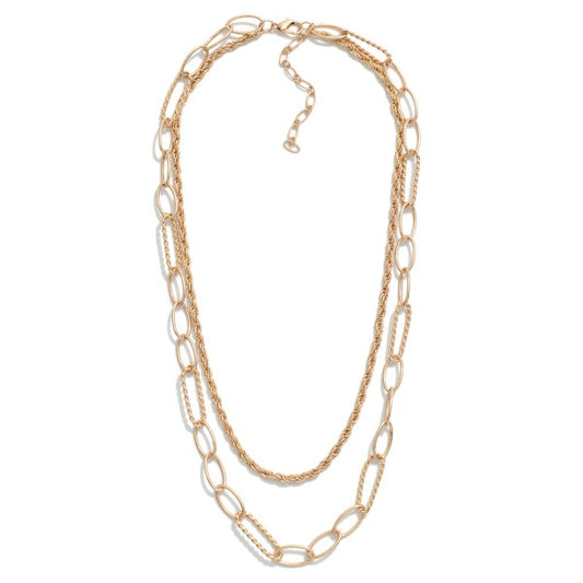 Chain Link and Rope Stacked Necklace
