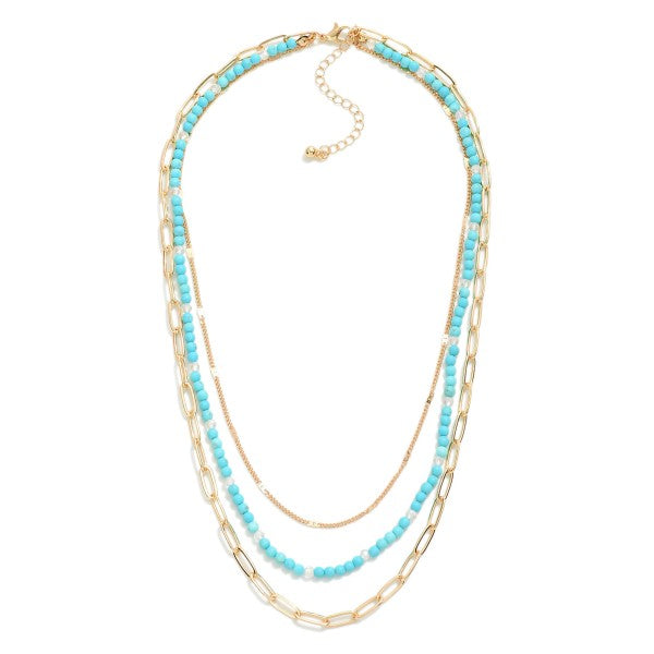 Mint and Gold Stacked Necklace