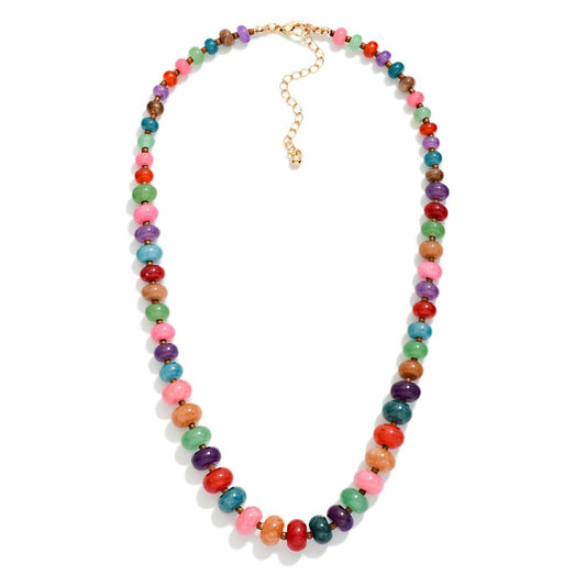 Graduated Stone Bead Beaded Necklace