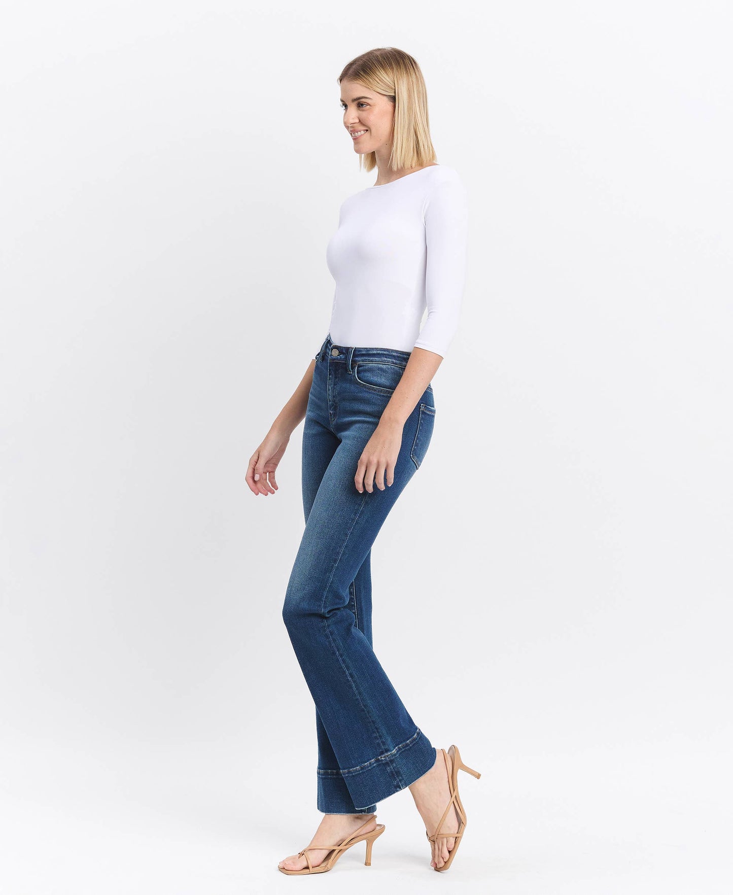 HIGH RISE TROUSER HEM BOOTCUT JEANS