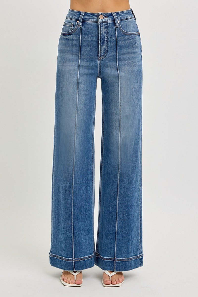 Tummy Control High Rise Ankle Wide Front Pintuck