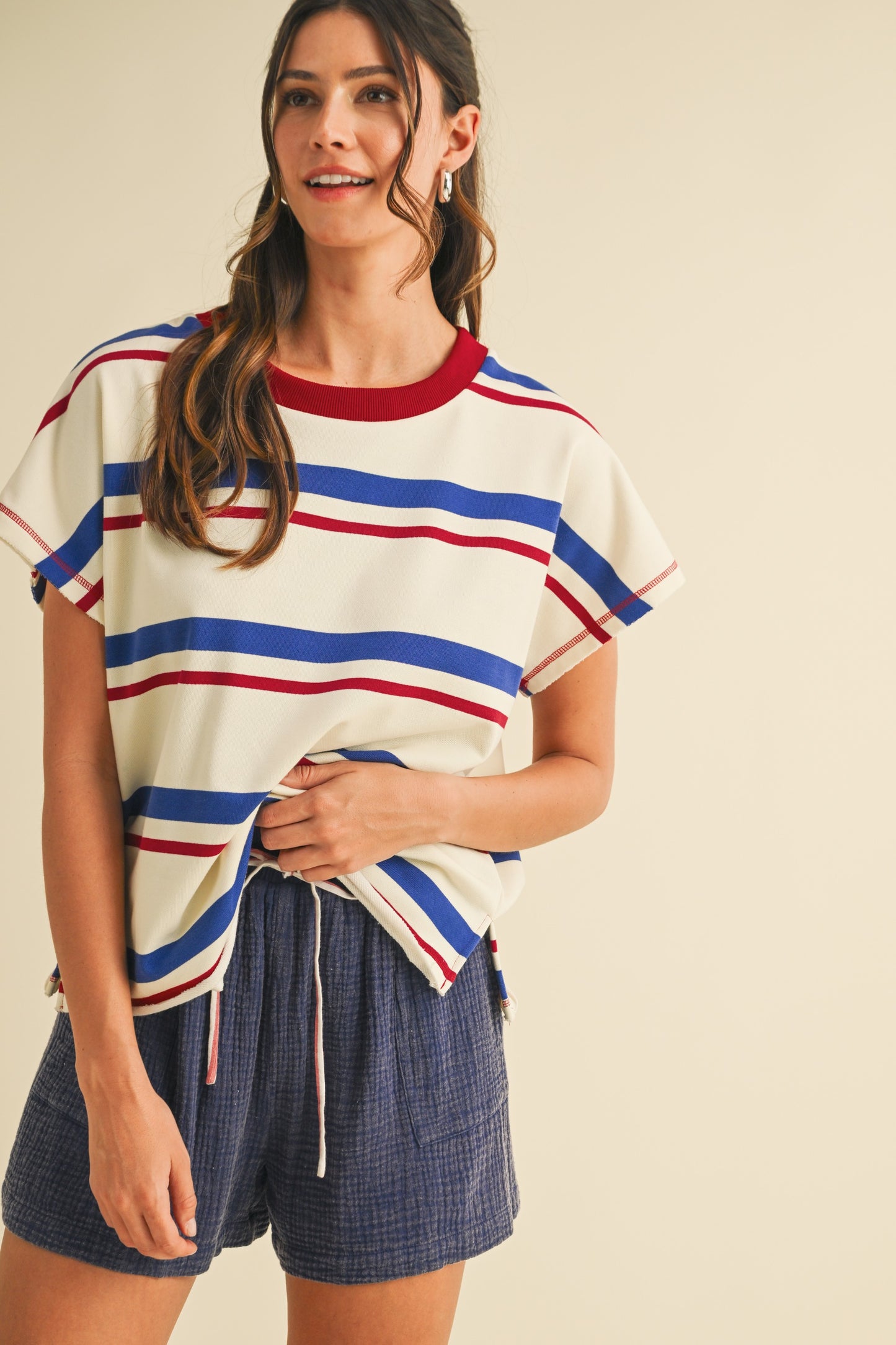 4th Of July Multi Striped French Terry Pullover