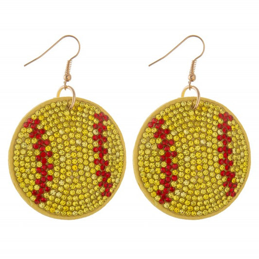 Softball Rhinestone Earrings