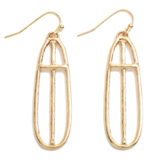 Oblong Cross Drop Earrings