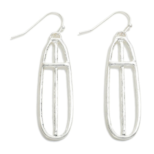 Oblong Cross Drop Earrings
