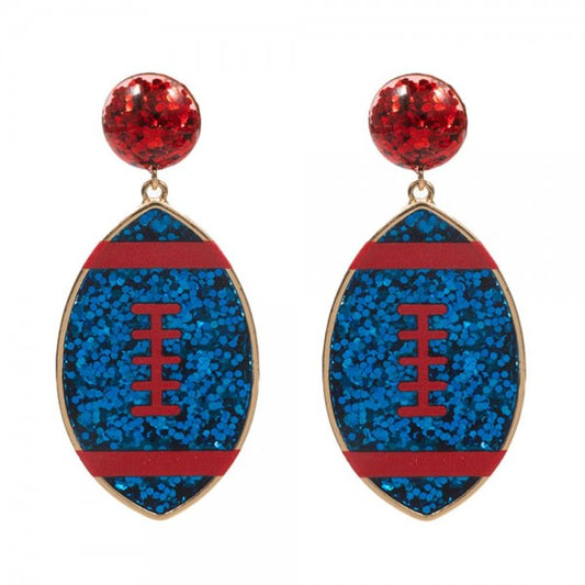 Red/Blue Football Earrings