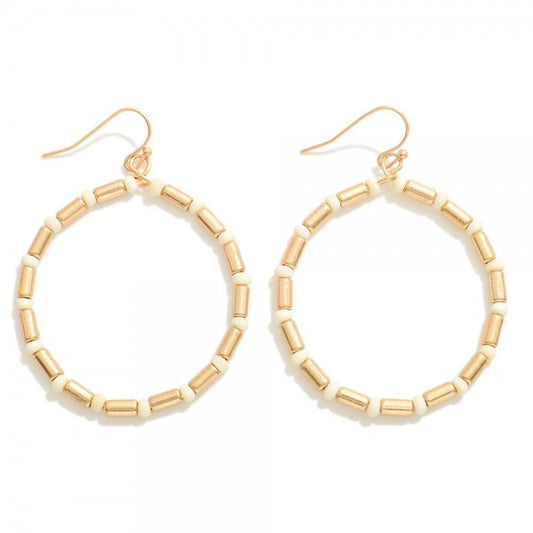 Circular Beaded Drop Earrings